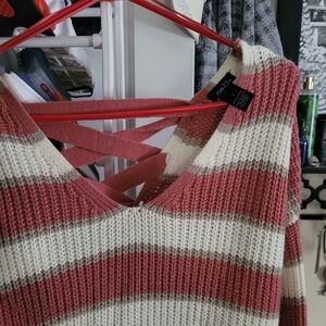 Mona Lisa Women's Striped Sweater - Pink and Cream